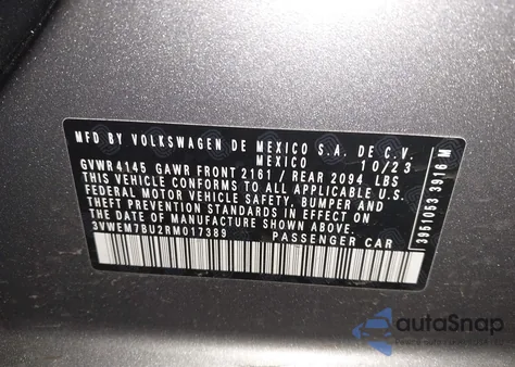 2024 Volkswagen Jetta 1.5T Se from USA, damaged, VIN 3VWEM7BU2RM017389
